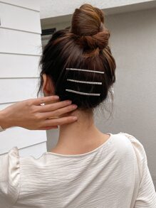 DAZY 4 cái Rhinestone trang trí Bobby Pin - Bạc - Xem 7