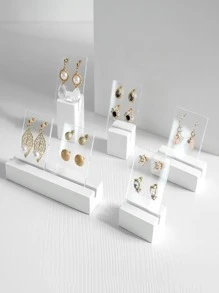 6 piezas Estante de almacenamiento de joya unicolor - transparente - Ver 1