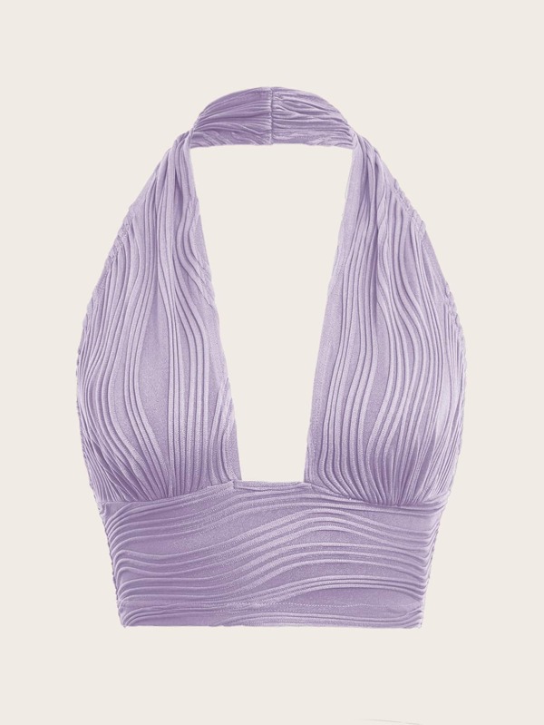 SHEIN ICON Top crop cu halter solid, fără spate