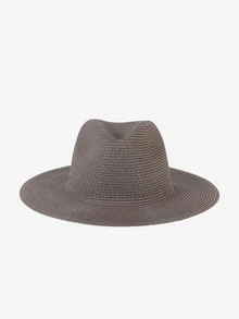 Letter Decor Straw Hat - Coffee Brown - View 3