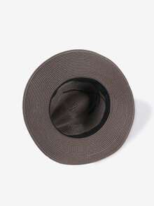 Letter Decor Straw Hat - Coffee Brown - View 5