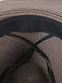 Letter Decor Straw Hat - Coffee Brown - View 6