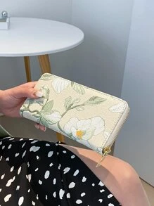 Floral Pattern Checkbook Cover Lightweight Modern Business Credit Card ID Card Cash Business Casual Teacher's Day Teacher Gifts Work Business Commute Travel Holiday Office Vacation For Anniversary For Birthday Gift On Valentine Day For Gift For Lady For Female White-Collar Workers Gift Hibiscus For Women Wallet Purse Wallet Long Wallet