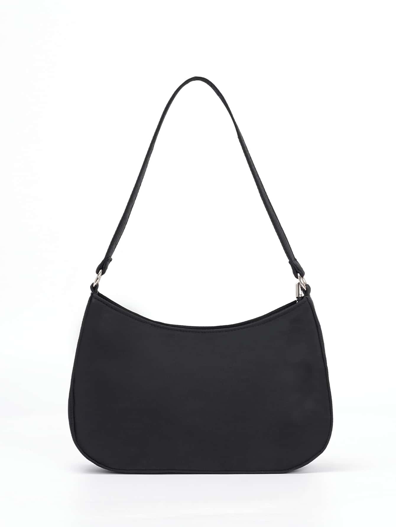 Minimalist Zipper Hobo Bag - Black - View 1