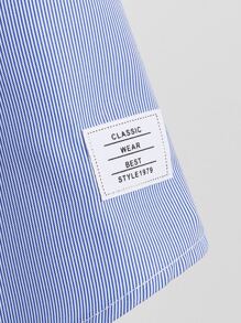 SHEIN Tween Boy Letter Patched Button Front Shirt Without Tee - Blue and White - View 4