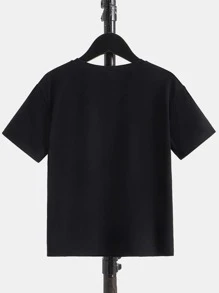 SHEIN Boys 1pc Reversible Sequins Tiger & Panda Pattern Tee - Black - View 3