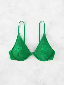 Swim Mod Summer Beach Floral Pattern Underwire Bikini Top - Green - View 5