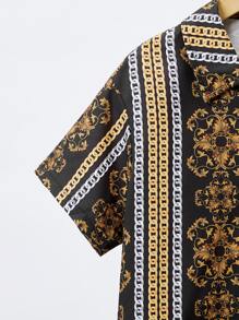 SHEIN 男孩巴洛克風格圖案襯衫