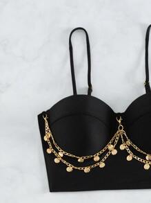 Chain Linked Push Up Bikini Set Summer Beach - Black - View 6