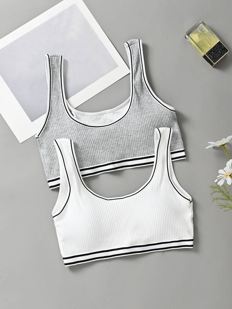 Chicas 2 piezas Sujetador unido en contraste - Multicolor - Ver 1