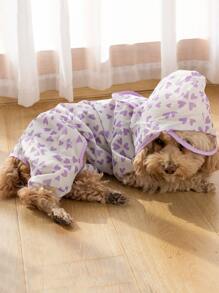 1pc Heart Print Pet Raincoat - Multicolor - View 3