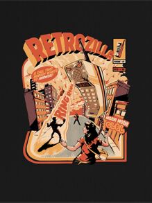 Ilustrata 艺术家 Tween Boys 字母和卡通图案 T 恤，适合夏季、节日、新年、感恩节 - 黑色 - 查看 2