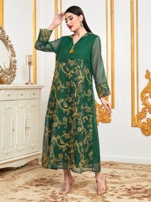 Al Najma 印花流蘇細節連帽洋裝 - 彩色 - 查看 3