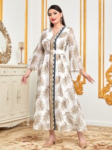 Al Najma Tropical Print Belted Dress - Multicolor - View 3