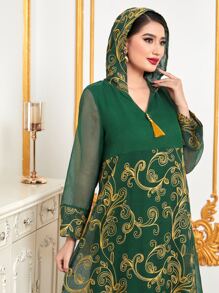 Al Najma 印花流蘇細節連帽洋裝 - 彩色 - 查看 6