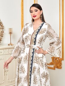 Al Najma Tropical Print Belted Dress - Multicolor - View 5