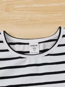 SHEIN 3 Stücke gestreiftes T-Shirt mit Rüschenbesatz für junge Mädchen