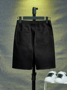 SHEIN 男孩破洞抽鬚牛仔短褲