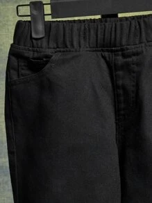 SHEIN 男孩破洞抽鬚牛仔短褲