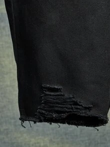 SHEIN 男孩破洞抽鬚牛仔短褲