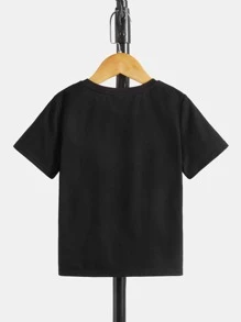 SHEIN Toddler Boys Dinosaur & Slogan Graphic Tee - Black - View 3