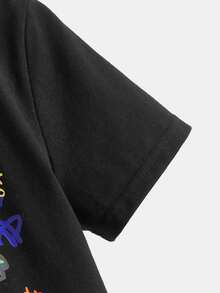 SHEIN Toddler Boys Dinosaur & Slogan Graphic Tee - Black - View 5