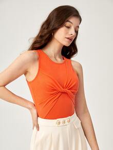 BizChic 前扭結素色連體衣 - 橘色 - 查看 7