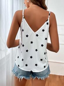SHEIN Essnce Star Print Cami Top - White - View 2