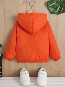 SHEIN Baby Boy Letter Graphic Zip Up Hooded Sun Proof Jacket - Orange - View 2
