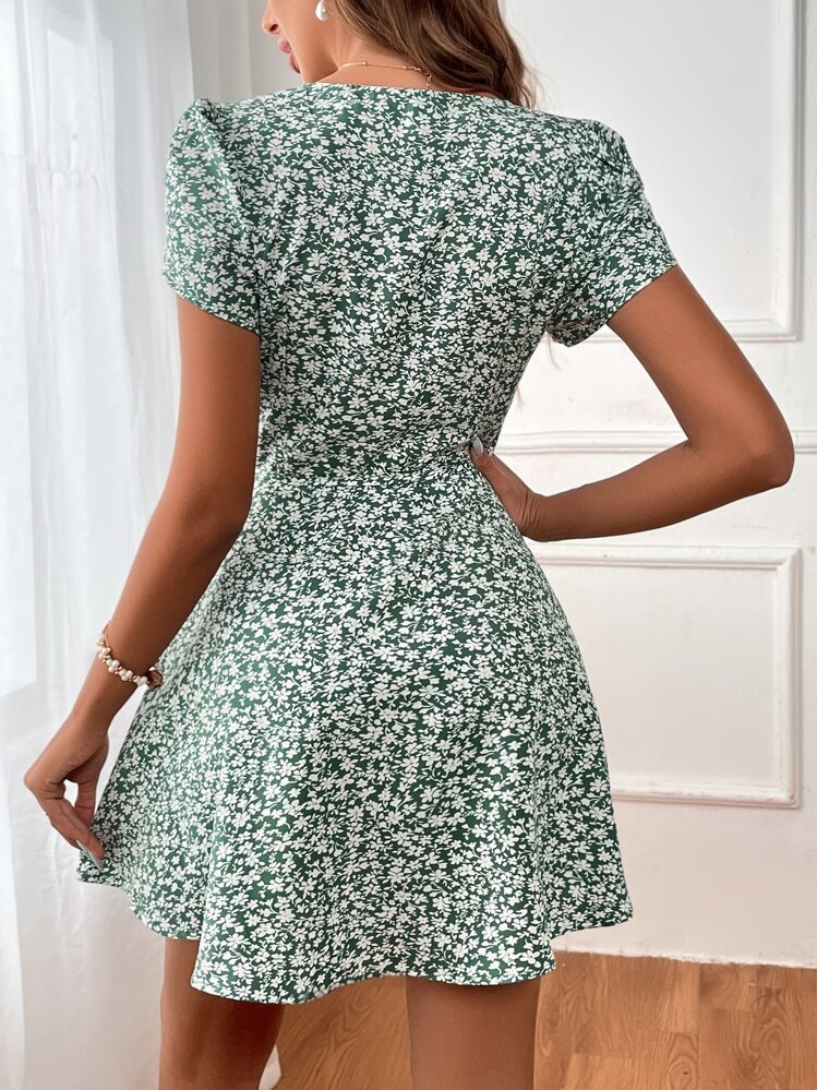 SHEIN VCAY Đầm Thắt lưng Trọn gói Họa tiết hoa Boho - Nhiều màu - Xem 2