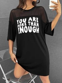 Morgan Reveal Váy thun hở vai họa tiết khẩu hiệu đường phố cổ điển của nghệ sĩ, mùa thu, cho mùa thu, ngày lễ, kỳ nghỉ, lễ hội - màu đen - Xem 1