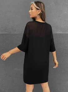 Morgan Reveal Váy thun hở vai họa tiết khẩu hiệu đường phố cổ điển của nghệ sĩ, mùa thu, cho mùa thu, ngày lễ, kỳ nghỉ, lễ hội - màu đen - Xem 2