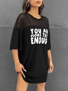 Morgan Reveal Váy thun hở vai họa tiết khẩu hiệu đường phố cổ điển của nghệ sĩ, mùa thu, cho mùa thu, ngày lễ, kỳ nghỉ, lễ hội - màu đen - Xem 3