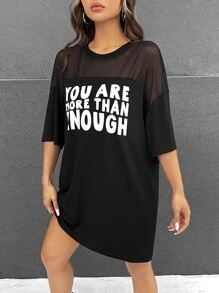 Morgan Reveal Váy thun hở vai họa tiết khẩu hiệu đường phố cổ điển của nghệ sĩ, mùa thu, cho mùa thu, ngày lễ, kỳ nghỉ, lễ hội - màu đen - Xem 5