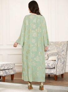 Al Najma 印花蝙蝠袖外套和繫腰帶洋裝 - 薄荷綠 - 查看 2