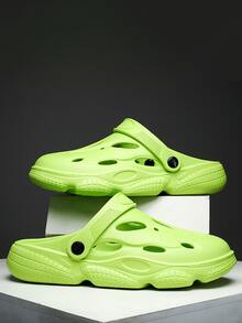 Men Hollow Out Vented Clogs - Green - View 1