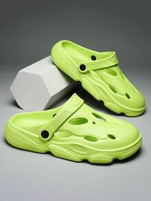 Men Hollow Out Vented Clogs - Green - View 3