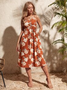 SHEIN VCAY 印花吊帶連衣裙 - 彩色 - 查看 5