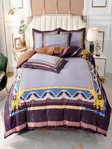 Graphic Print Duvet Cover Set Without Filler - Multicolor - View 1
