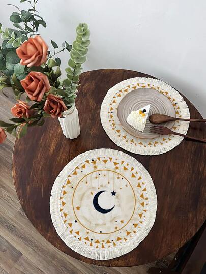1pc Ramadan Moon Pattern Placemat