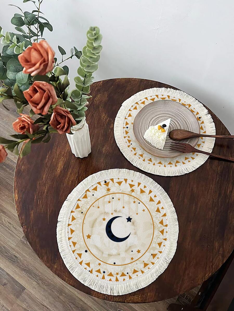1pc Ramadan Moon Pattern Placemat