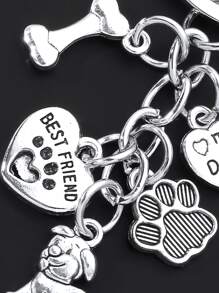 1 Stück süßer Hundehaus Schlüsselanhänger für Frauen, Hundeknochen, Napf, Pfötchen, Bester Freund Liebe Hundehaus Haustier Schlüsselanhänger Schlüsselbänder mit ID-Halter, Auto Accessoires, Taschencharms - Silber - Übersicht 3