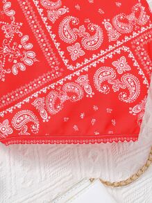 SHEIN Girls Paisley Print Bandana Cami Top - Red - View 4