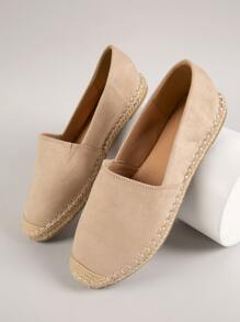 Slip On Faux Suede Flats - Khaki - View 3