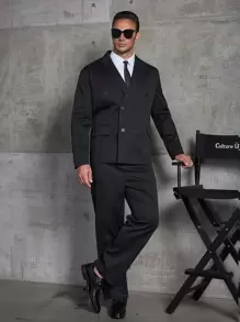 Manfinity Men Double Breasted Blazer & Suit Trousers - Black - View 1