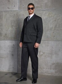 Manfinity Men Double Breasted Blazer & Suit Trousers - Black - View 5
