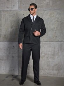 Manfinity Men Double Breasted Blazer & Suit Trousers - Black - View 6