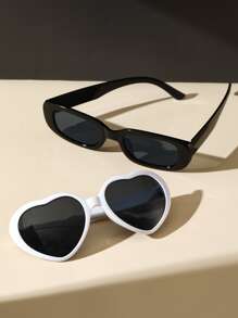 2pairs Heart Frame Fashion Glasses - Grey - View 4