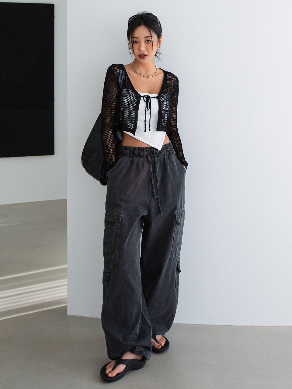 Hollow Out Tie Front Crop Top