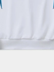 ROMWE MEN Guys Wings & Slogan Graphic Sweatshirt - White - View 3